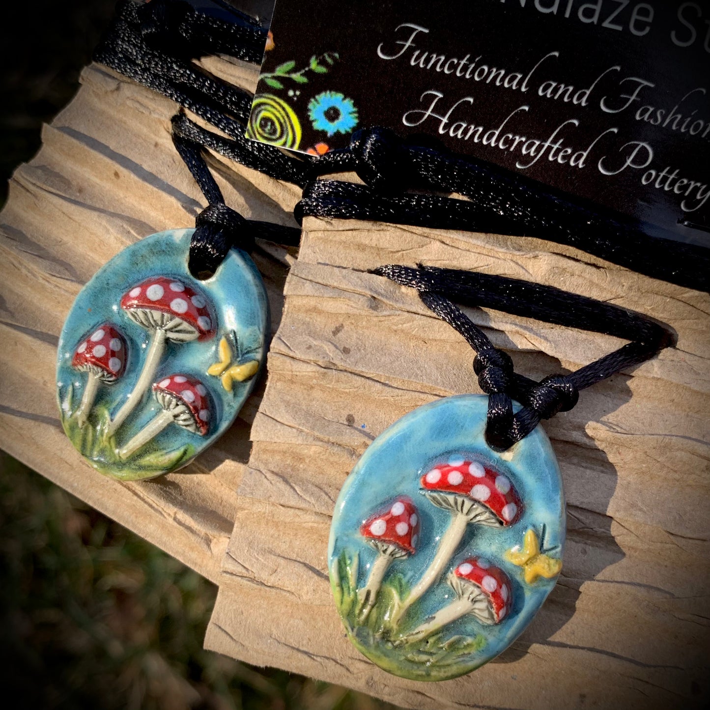 Hand painted Mushroom Necklace