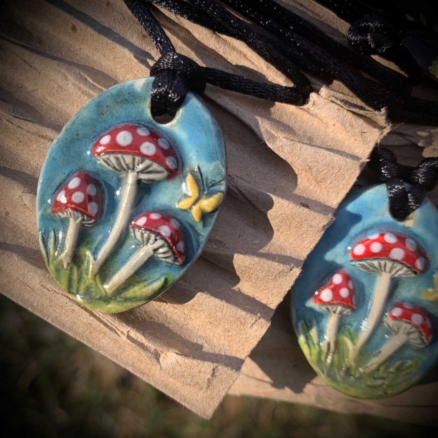Hand painted Mushroom Necklace