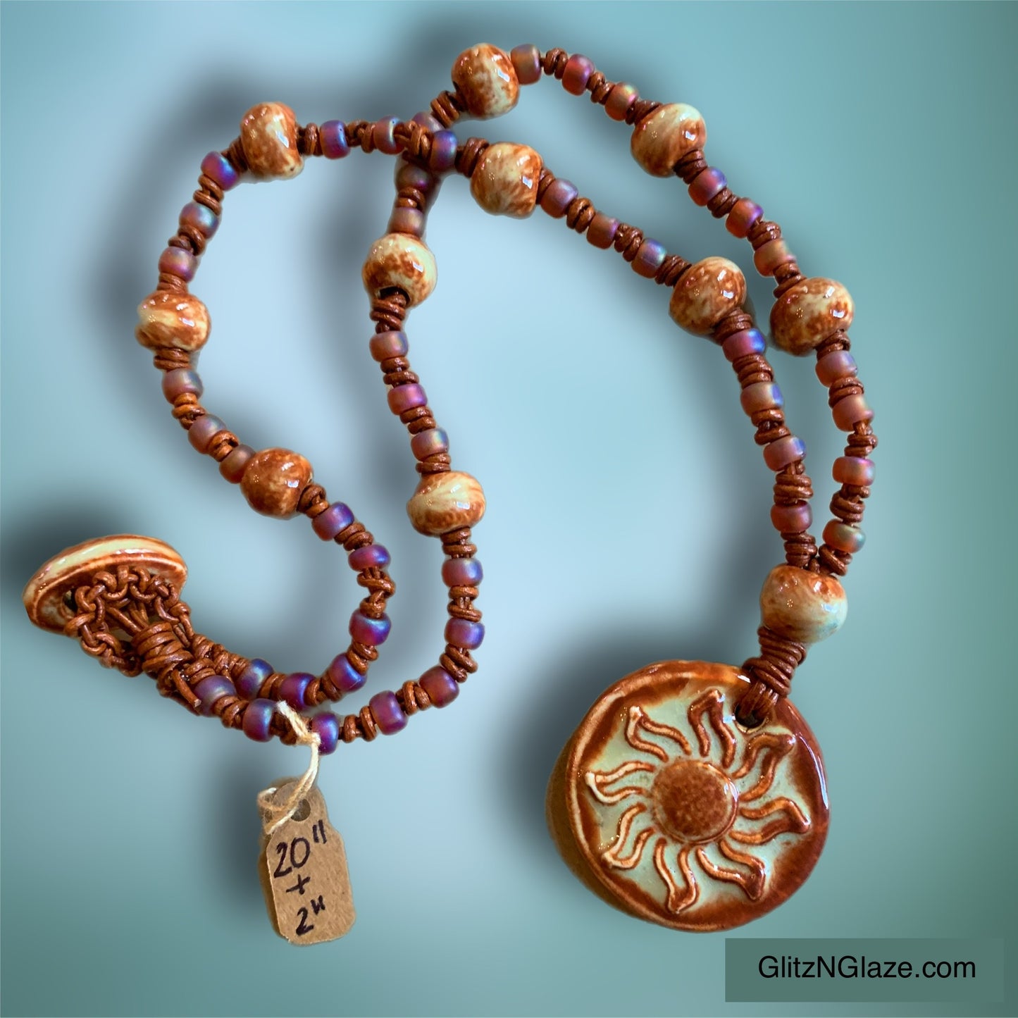 Aztec Sun Pendant and Knotted Necklace