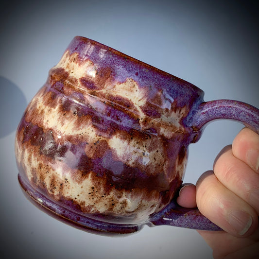 Purple and Cream Colored Wheel Thrown Mug
