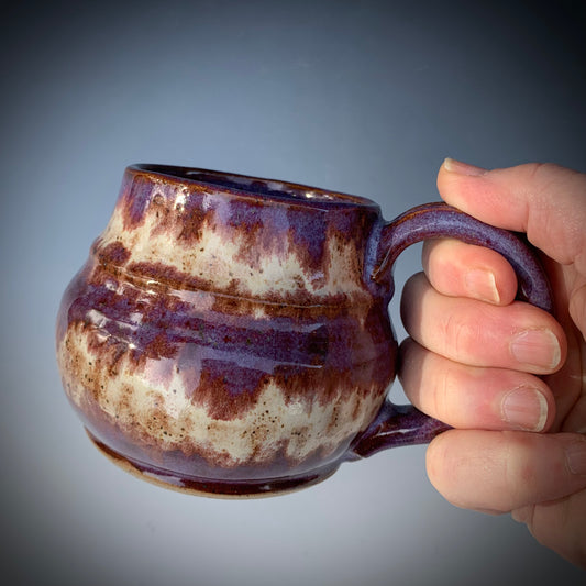 Purple and Cream Colored Wheel Thrown Mug