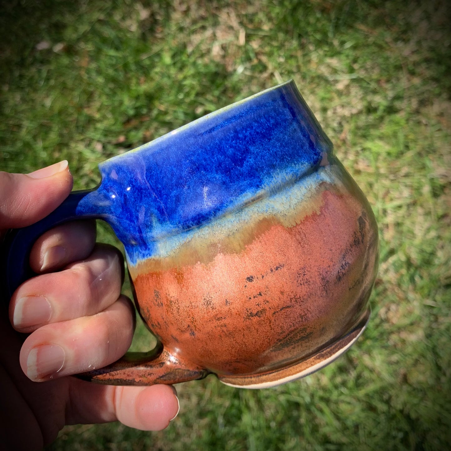 Copper and Indigo Stoneware Mug