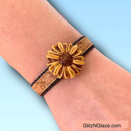 Single Wrap Sunflower Daisy Bracelet