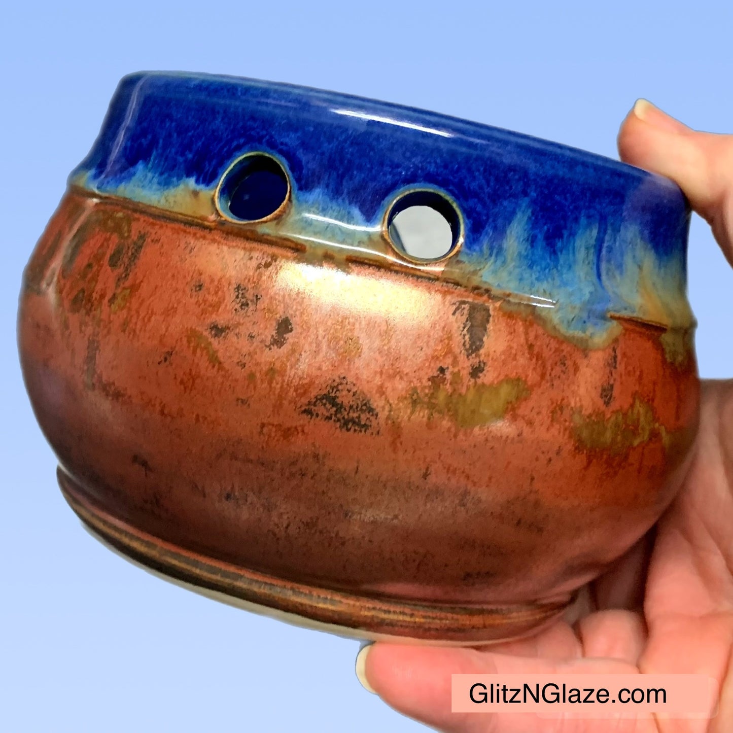 Copper and Blue Yarn Bowl