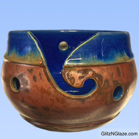 Copper and Blue Yarn Bowl
