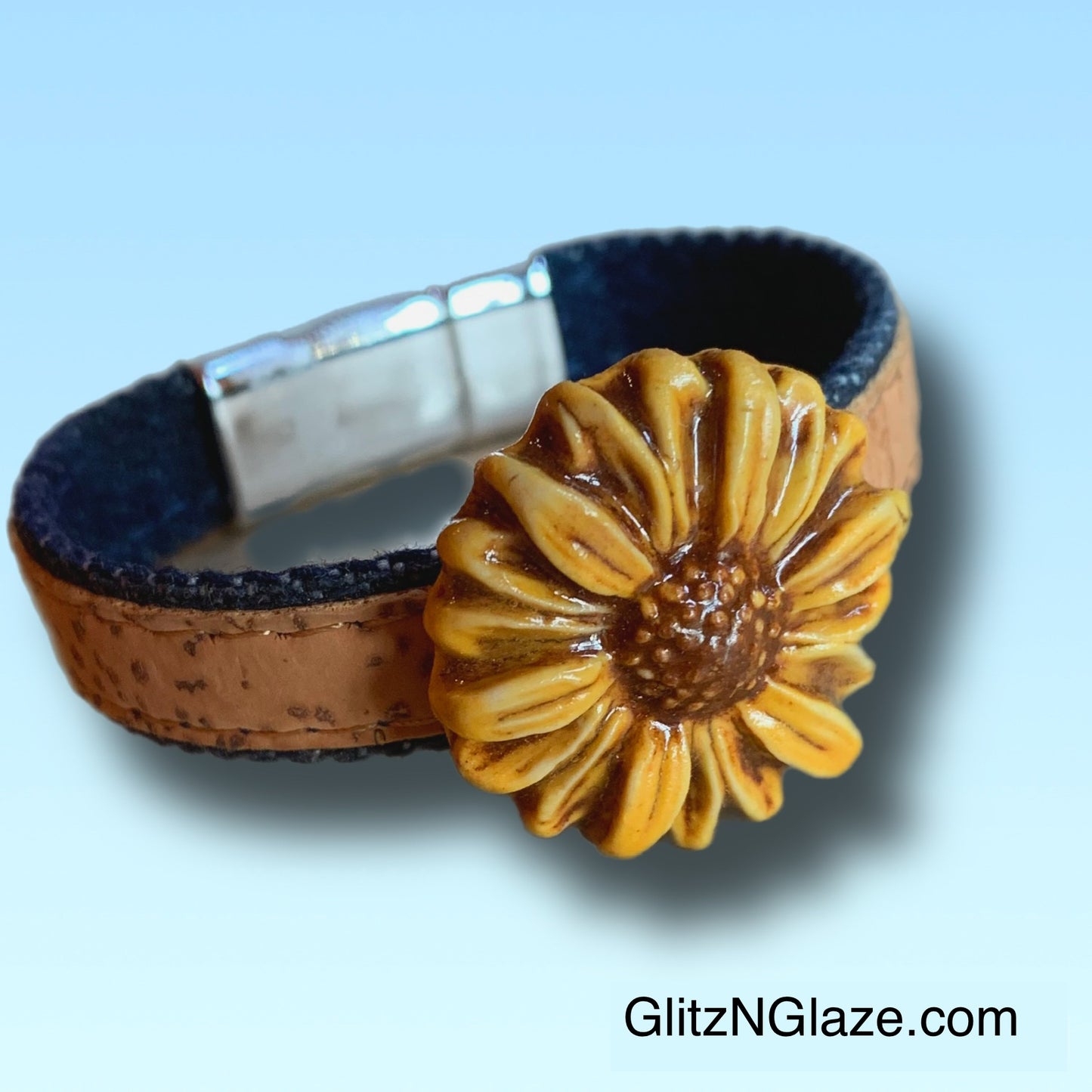 Single Wrap Sunflower Daisy Bracelet