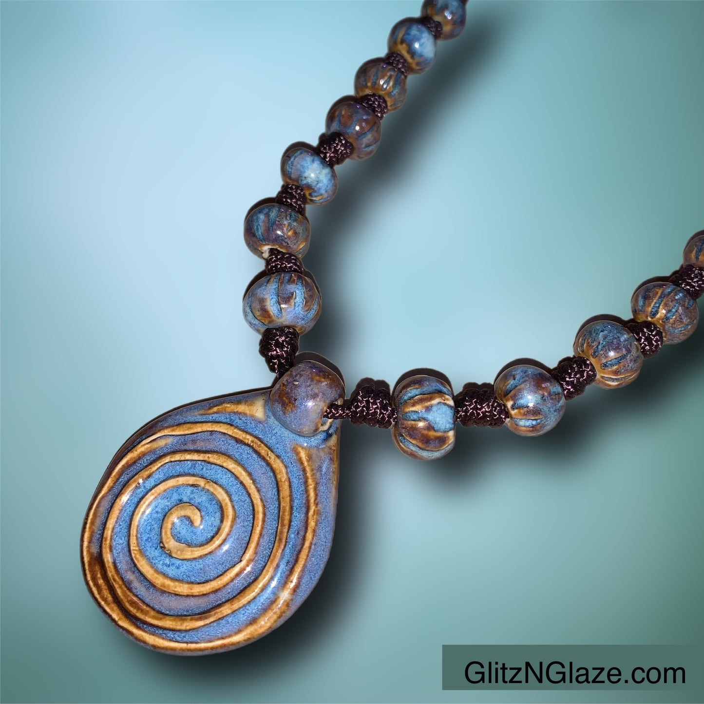 Rustic Blue Spiral Necklace