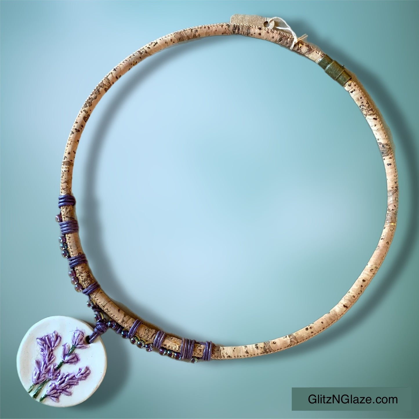 Lavender Flowers Cork Necklace