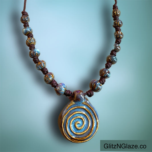 Rustic Blue Spiral Necklace
