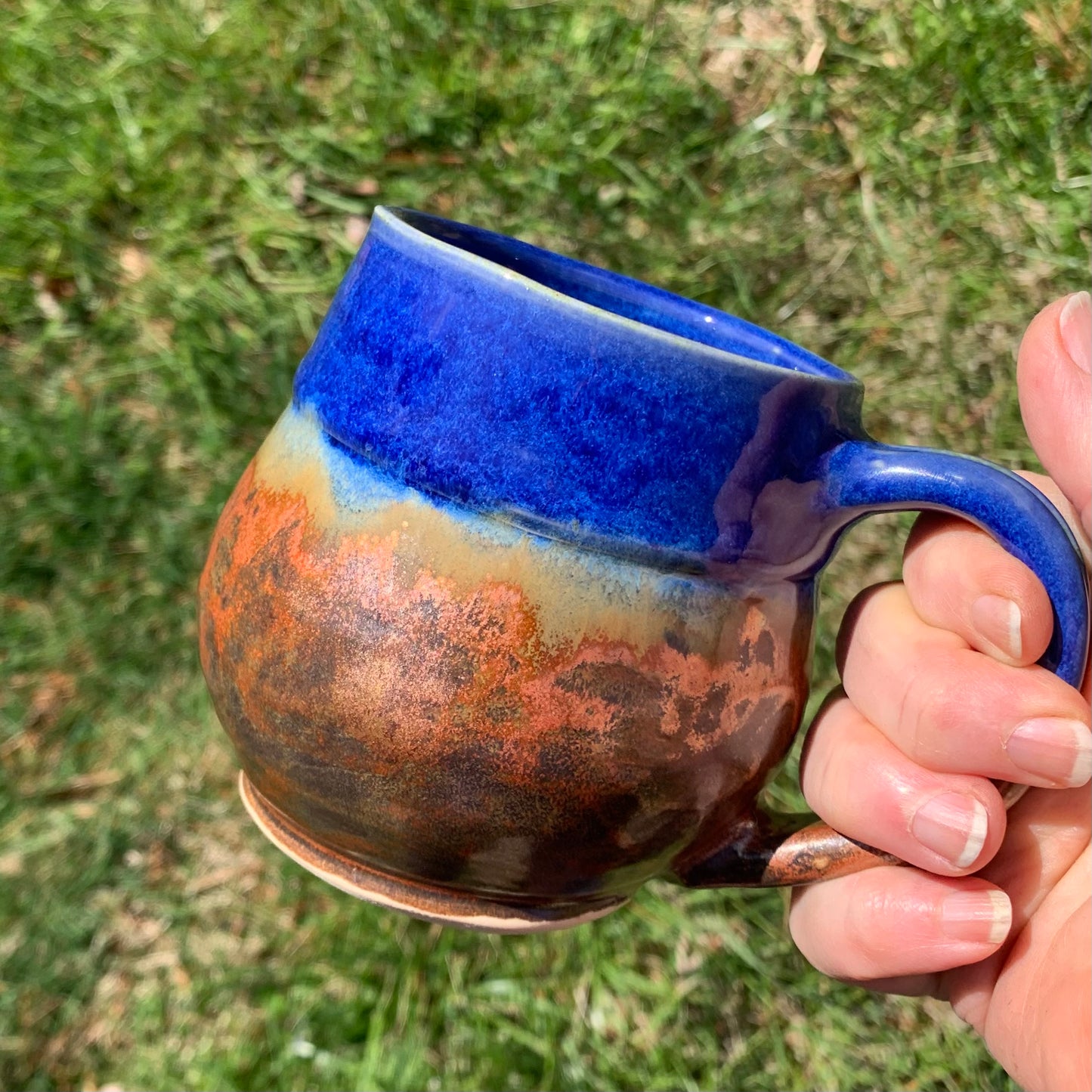 Copper and Indigo Stoneware Mug
