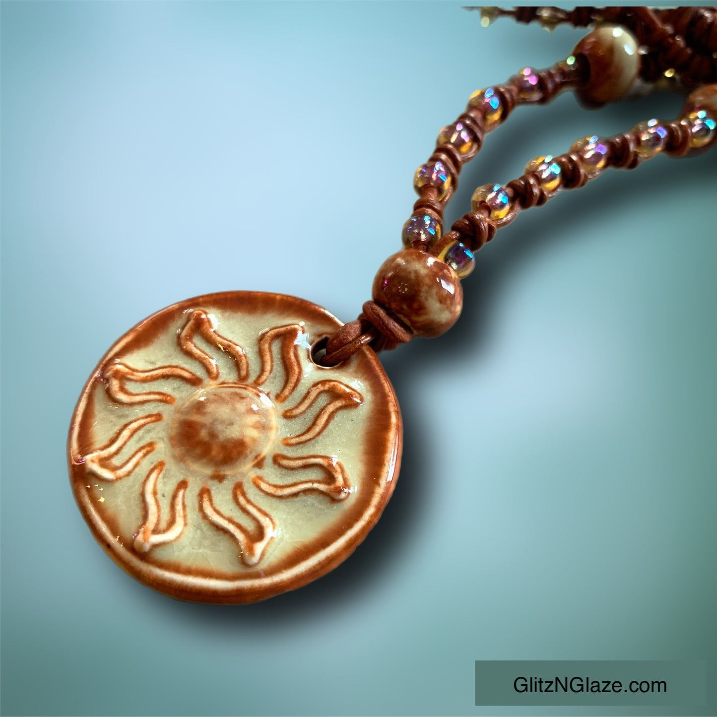 Aztec Sun Pendant and Knotted Necklace